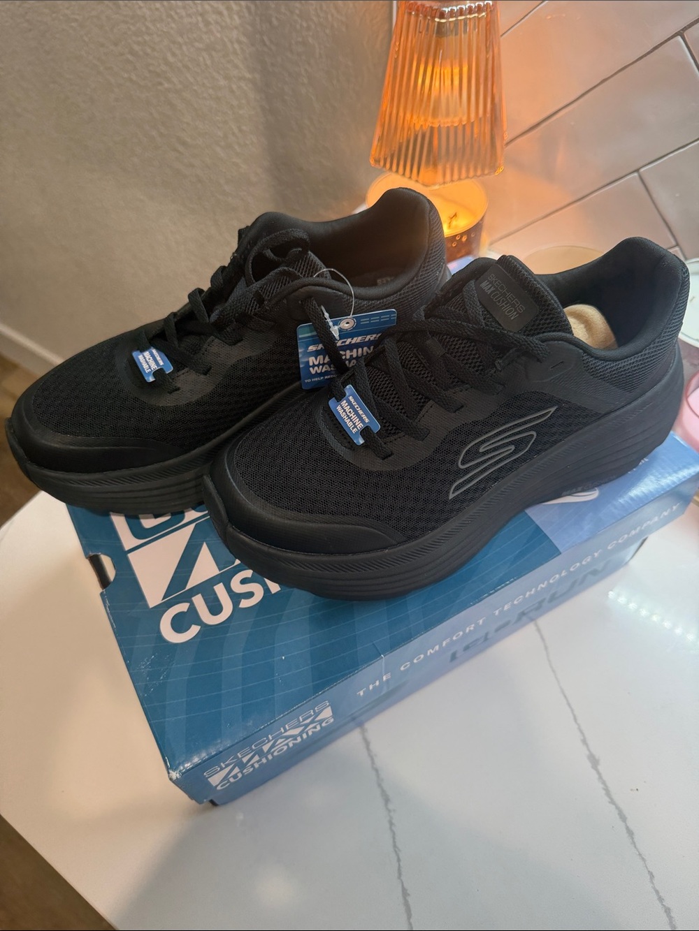 Skechers Women’s All-Black Slip-Resistant Athletic Sneakers